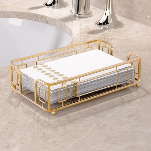 Guest Hand Towel Holder Tray for Bathroom Countertop, Gold Metal | Guest Bathroom, Powder Room & Vanity Use - color: I - Matt Gold Guest Towel Holder Tray, size: Guest Towel Holder