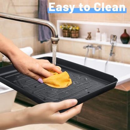 Boot Tray for Entryway Indoor, 4 Pack Plastic Shoe Mat Small Wet Shoe Tray with Raised Edge, Waterproof Winter Boot Mat for Mudroom, Garage, Garden, Black
