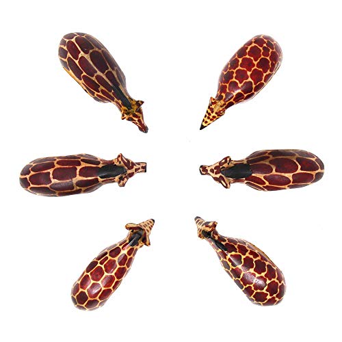 KWF012_G - Giraffe Wooden Napkin Rings - Handcarved Mahogany, Set of 6 - color: Giraffe