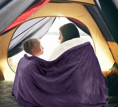 Utopia Bedding Reversible Plush Sherpa Blanket Throw Size Plum, 50x60 Inch | Soft, Warm, Fleece, Bed, Sofa, Couch, Camping, Travel, Cozy, All Season - color: Plum, size: Throw (50x60 Inch)
