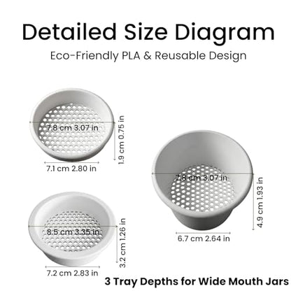 Honeycomb Sprouting Trays for Mason Jars, 3-Pack Seed Starter | Deep, medium, shallow depths, PLA material, soil-free use for beans, grains, herbs, kitchen counters