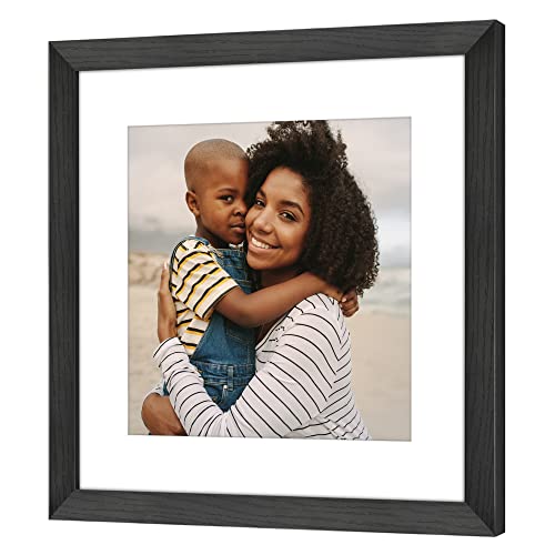 Americanflat 16x16 Picture Frame - Matted to 12x12 - Black | Engineered Wood construction, Polished plexiglass front, sawtooth hangers included, use with or without mat - color: Black, size: 16x16