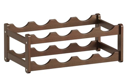 Wine Rack |Open & 2-Tier Bamboo Wine Holder| Freestanding Floor & Countertop Wine Display-Space-Saving Wooden Wine Storage Shelf for Kitchen, Cabinets,Bar & Dining Room(1, 2-Tiers)