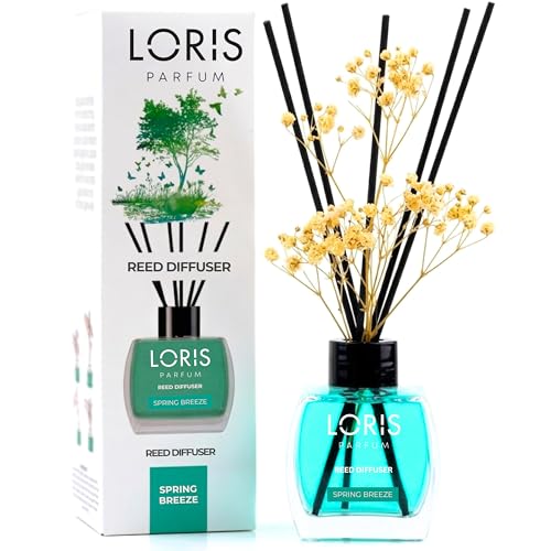 Loris Spring Breeze Reed Diffuser Set with Dried Flowers | Reed Diffusers for Home with Sticks | Bathroom Diffuser & Room Scent | Long-Lasting Home Fragrance | 120 mL / 4.06 fl oz - color: Spring Breeze