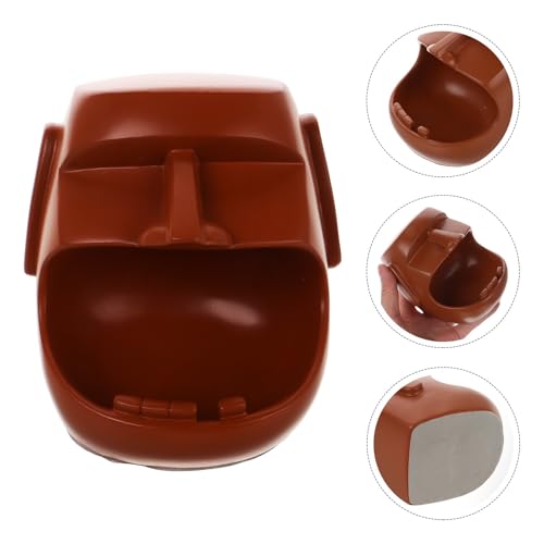 VOSAREA Moai, Statue Resin Decorative Key Holder Tray and Candy Dish with Jewelry Storage Function Brown Novelty Bowl for Entryway for Porches and Balconies
