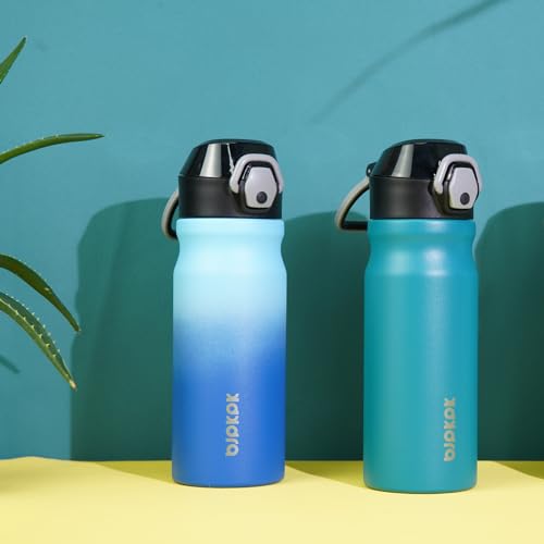 BJPKPK 18 oz Water Bottle with Straw & Handle, Insulated Stainless Flask | Leak Proof Locking Lid, Thermal, Double Wall Vacuum, Keeps Hot/Cold, BPA Free, Dishwasher Safe, Travel & Sports, Ocean Dream - color: A-Ocean Dream, size: 18 Ounces