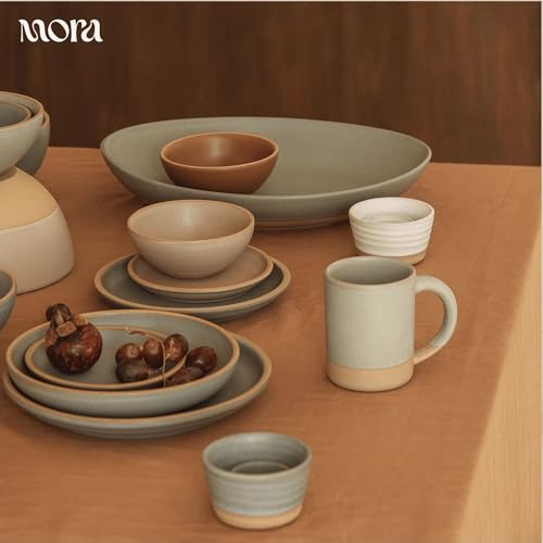 MORA Medium Mugs Set of 4, 16oz Ceramic Pottery Latte Mugs/Coffee Cups - Microwave and Dishwasher Safe - Thyme - color: Thyme