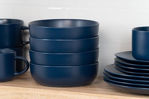 10 Strawberry Street Wazee Matte Coupe Dinnerware, Bowl, Dark Blue, Set of 6 - color: Midnight Blue, size: 7.5" Dinner Bowl, style: Dinner Bowl