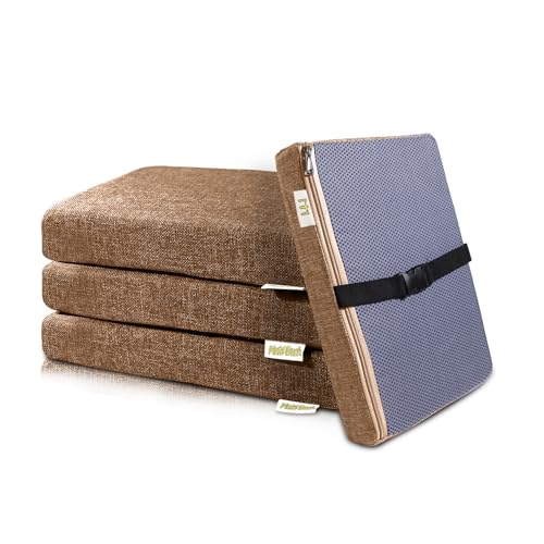 4PCS Linen Soft Foam Seat Cushion | 14x10x2 Inches Bar Stool Cushions Square | Thickened Recliner Cushion | Chair Cushion with Removable Cover (Dark Brown) - color: 4pcs Dark Brown, size: 14x10x2IN