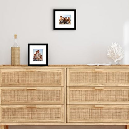 Americanflat 7x8 Picture Frame 2-Pack - Matted to 4x5 - Black | Slim Molding construction, Polished plexiglass front, wall or tabletop display with included easel, triangle hangers included - color: Black, size: 7x8