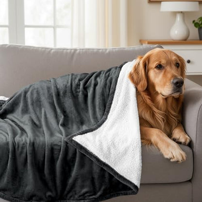 Utopia Bedding Reversible Plush Sherpa Blanket Throw Size Grey, 50x60 Inch | Soft, Warm, Fleece, Bed, Sofa, Couch, Camping, Travel, Cozy, All Season - color: Grey, size: Throw (50x60 Inch)