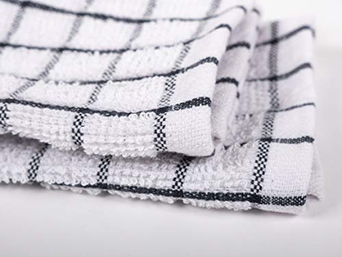 KAF Home Pantry 100% Cotton Checkered Grid Dish Cloths | Set of 6, 12 x 12 Inches | Absorbent and Machine Washable | Perfect for Cleaning Counters, and Any Household Spills - Black - color: Black
