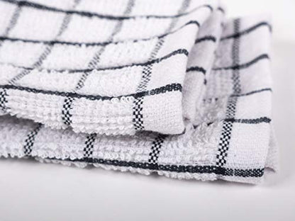 KAF Home Pantry 100% Cotton Checkered Grid Dish Cloths | Set of 6, 12 x 12 Inches | Absorbent and Machine Washable | Perfect for Cleaning Counters, and Any Household Spills - Black - color: Black