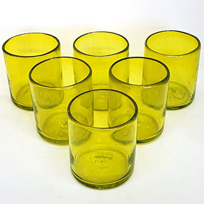 Solid Yellow 9 oz Short Tumblers (set of 6), Recycled Glass, Lead-free, Toxin-Free (9oz Tumbler) - color: Yellow, size: 9 oz