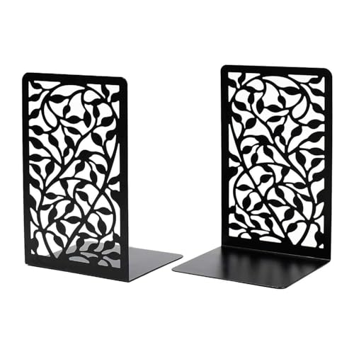 Tree Design Modern Bookends for Shelves, Metal Bookend Decorative Bookends Tree Bookends Supports, Unique Black Book Stoppers Black Non-Skid Book Stopper for Home Office School