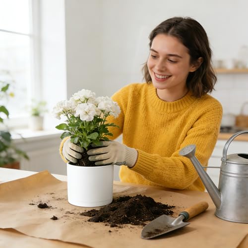 3 Pack Cylinder Planter Set 10/9/8 Inch White Indoor Plant Pots - color: White