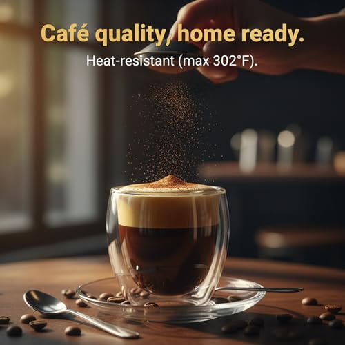 Casafoyer 9 Oz Double Wall Glass Coffee Cups Set of 4, Borosilicate Espresso Mugs