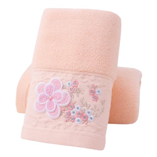 Hand Towels Set of 2 Embroidered Floral Pattern 100% Cotton Absorbent Soft Decorative Towel for Bathroom (Pink) - color: 2 Pink