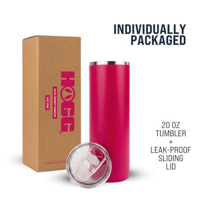 Hogg 20 oz Skinny - Hot Pink, Powder Coated Tumblers for Laser Engraving, Engravable Tumblers Bulk, Stainless Steel Cups Bulk, Insulated Cups with Lids - color: Hot Pink