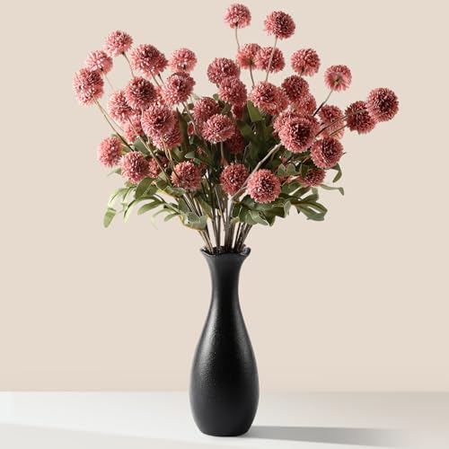 JAKY-Global 10 Stems Fall Artificial Chrysanthemum Flowers,21in Realistic Silk Pompon Fake Mums for Boho Home Decor, Halloween Centerpieces, Autumn Wedding Arrangements - color: Fall Pink