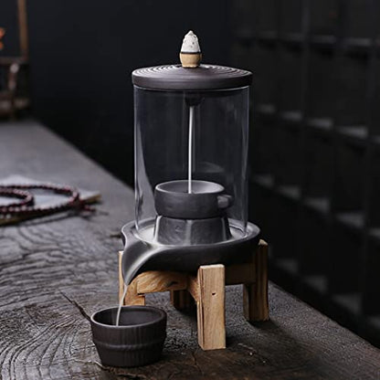 Purple Sand Backflow Aromatherapy Furnace Creative Time to Run The Windproof Cover Backflow Incense Burner for Office Home Decoration
