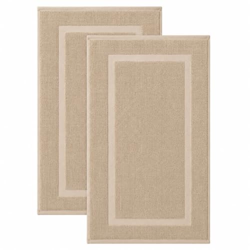 SALBAKOS 2-Piece 100% Turkish Cotton Bath Mat Towel, 20x34 inch, Taupe | Bathroom Floor Towels, Thick Soft Most Absorbent Quick-Dry Durable Large Size Foot Rug, Premium Hotel Quality Made in Turkey - color: Taupe, size: 2 Bath Mats