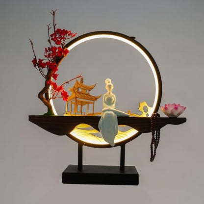 Backflow Incense Holder with LED Light, Countertop Incense Burner Holder Chinese Retro Ceramic Backflow Incense Burner for Relaxing or Home Decor (Style 4) - size: Style 4