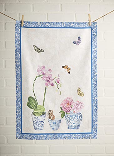 Maison d' Hermine Canton Bundle Set 100% Cotton Set of 3 Kitchen Towels (20 Inch by 27.5 Inch) and Oven Mitt (7.5 Inch by 13 Inch)/Pot Holder (8 Inch by 8 Inch)