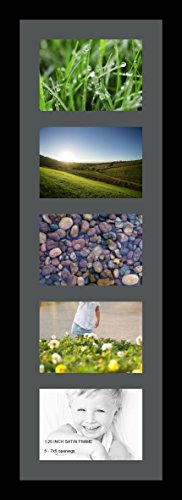 ArtToFrames Collage Photo Frame Single Mat with 5-5x7 Openings with Satin Black Frame and Charcoal mat. - color: 5 - 5x7 - (2137), size: Charcoal