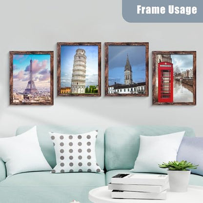 BESCRCL 11x14 Picture Frame Set of 6 High Definition Glass, 11 x 14 Photo Frame for Wall, Engineered Wood, Brown - color: Brown, size: 11x14