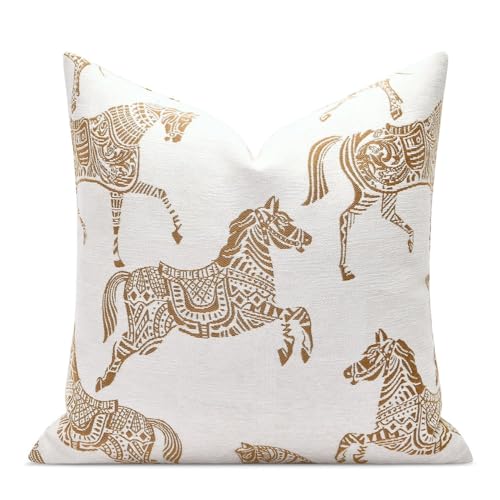 Decorative Throw Pillow Covers 22x22 inches, Double Sided Orange Horse Pattern Jacquard Embroidered Square Pillow Cover for Couch Sofa Bed Living Room Bedroom - color: Orange Horse, size: 22" x 22" (Pack of 1)