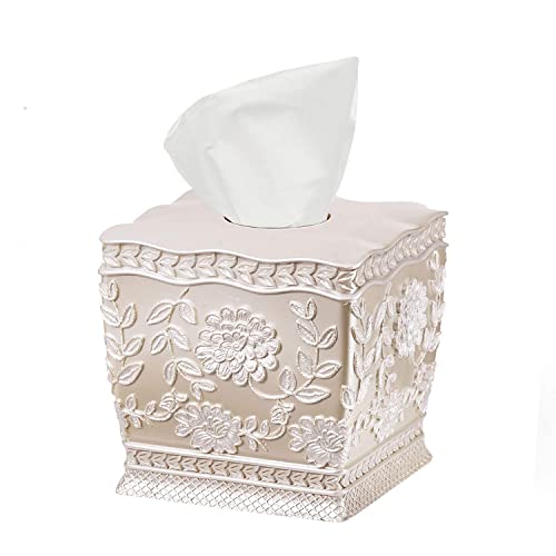 Resin Tissue Box Cover for Modern Home Decor - Minimalist Square Tissue Box Holder for Guest Room, Bedroom, Bathroom, Tabletop & Office - Durable and Aesthetic Tissue Holder, Rose Vine - color: Rose Vine