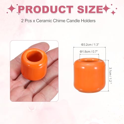 uxcell 2 Pcs Ceramic Chime Candle Holders, Small Ceramic Candle Holders for Birthday Parties Dinners Weddings Table Centerpiece Gatherings Anniversaries Occasions, Orange - color: Orange