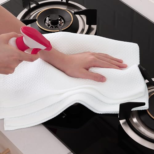 Homaxy 100% Cotton Oversized Waffle Weave Kitchen Towels 8-Pack, White | 20 x 28 Inches, Ultra Soft Absorbent Dish Towels, Quick Drying Large Cleaning Towels - color: White, size: 20 X 28 - 8 Pack