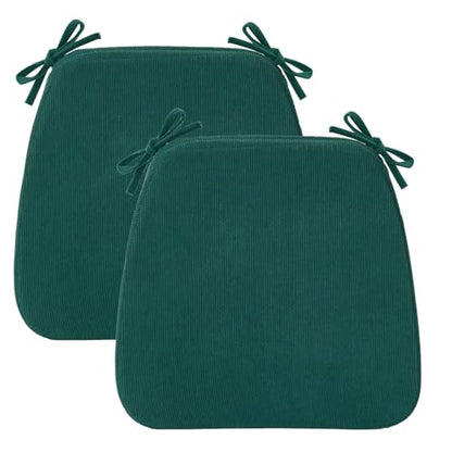 Dining Chair Cushions, Hunter Green, 17"x16", Set of 2 | 2'' Thick Cooling Gel High-Density Foam, Ties and Non-Slip Bottom, Removable Washable Cover, For Dining and Kitchen - color: Hunter Green, size: 2 Count (Pack of 1)