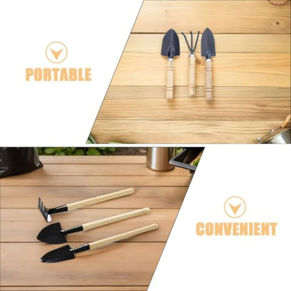 Yardwe 9pcs Small Gardening Tools Set with Ergonomic Handle and Precision Size, Wooden and Iron Indoor Garden Tool Kit for Houseplants and Home Balconies