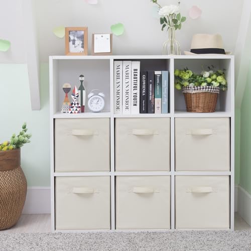 Storage Cubes, 11 Inch Cube Storage Bins, Set of 6, Fabric Foldable Storage Bins With Handles, Closet Storage Organizer Bins, Cubby Clothing Storage Baskets for Shelves, Beige - color: Beige, size: 6 Pack
