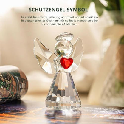 3.3inch Crystal Guardian Angel Figurine Art Glass Angel Ornaments | Clear,Christmas Birthday Gifts for Mom Women Sister,Home Table Paperweight Decoration Collectible,Memorial Gift - style: Heart Angel