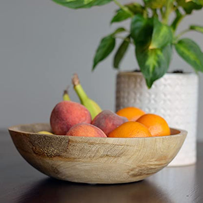 WHW Whole House Worlds Tree of Life Embellished Mango Wood Bowl, Handcrafted, Incised Details, Durable Lacquered Finish, 9.75 W x 2.75 H inches, 1.5 lbs