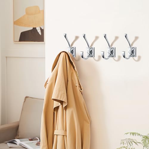 Wall Hooks,5 Pack Coat Hooks Hardware Towel Hooks for Hanging Coats Polished Chrome Robe Hooks Wall Mounted with Screws for Key, Towel, Bags, Cup. - color: Polished Chrome