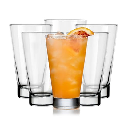 Libbey Bar Essentials Tumbler Glasses Set of 6, 14 ounce, Iconic Heavy Base Drinking Glasses Set, Dishwasher Safe Glass Tumblers for Everyday Use - color: Tumbler Essential 6