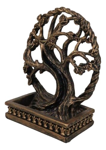 Ebros Gift Ethereal Forest Crann Bethadh Celtic Willow Tree of Life Backflow Incense Cone Burner Aroma Scent Figurine Mystical Earth Home Decorative Accent