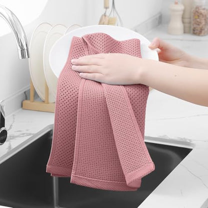 Homaxy 100% Cotton Waffle Weave Kitchen Dish Towels 6-Pack, Dried Rose | 13 x 28 Inches, Ultra Soft Absorbent Dish Towels, Quick Drying Cleaning Towels - color: Dried Rose, size: 13 X 28 - 6 Pack