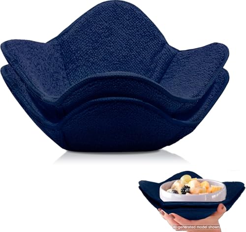Set 2X Dark Blue 7" sq. x 4"H Microwave Polyester Bowl Holder Potholders - Microwavable Soup Bowls Cozy - Hot Pads Holders for Hot Food Quilted - Bowl Cozies for Microwave Kitchen Accessories, Gadgets - color: Color 8