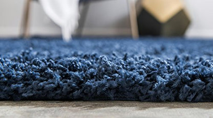 Unique Loom Solid Shag Collection Area Rug (2' 2" x 6' 5" Runner, Sapphire Blue/ Navy Blue) - color: Sapphire Blue/Navy Blue, size: 2'2" x 6'5" (Rectangular)