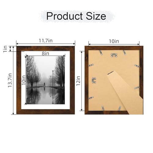 iRahmen 10x12 Picture Frame with Mat 8x10 - High Definition Real Glass Wooden Photo Frames for Tabletop Display and Wall Mounting (Dark Brown, Set of 4) - color: Dark Brown, size: 10X12
