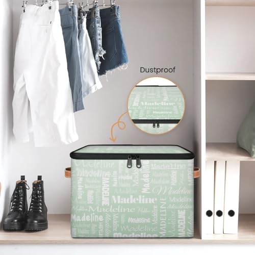 Custom Name Storage Basket, Personalized Keepsake Box, Light Green | Foldable Fabric Gradient Large Memory Bin with Handle Lid Lightweight Waterproof Dustproof, 14"L x 10.2"W x 10.4"H - color: Option 14