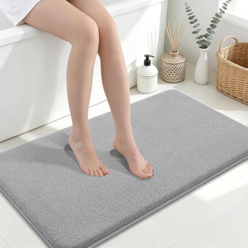 Smiry Memory Foam Bath Mat 40x24, Extra Soft Absorbent Bathroom Rugs | Grey Quick Dry, Machine Washable Bath Mats for Bathroom, Shower, Tub and Home Decor Accessories - color: Grey, size: 40'' X 24''