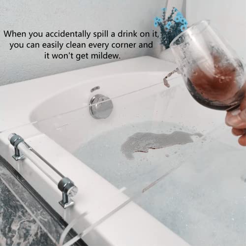 31" Silver Handles Luxury Bathtub Tray Caddy for Bath tub Table Tray with Silver Handles for Bathroom Bath Accessories Storage Organizer tub Tray - style: 31" Tray With Silver Handles