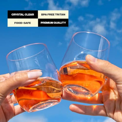 Unbreakable Stemless Wine Glass – Set of 12, 12oz, Dishwasher Safe, BPA-free Tritan, Clear Stemless White Wine Glasses, Shatterproof for Indoor, Outdoor, Everyday Use. Reusable, Made in the USA - size: 12 COUNT